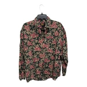 Vintage Faded Glory Western Floral Button Up Women's Long Sleeve 100% Cotton XL